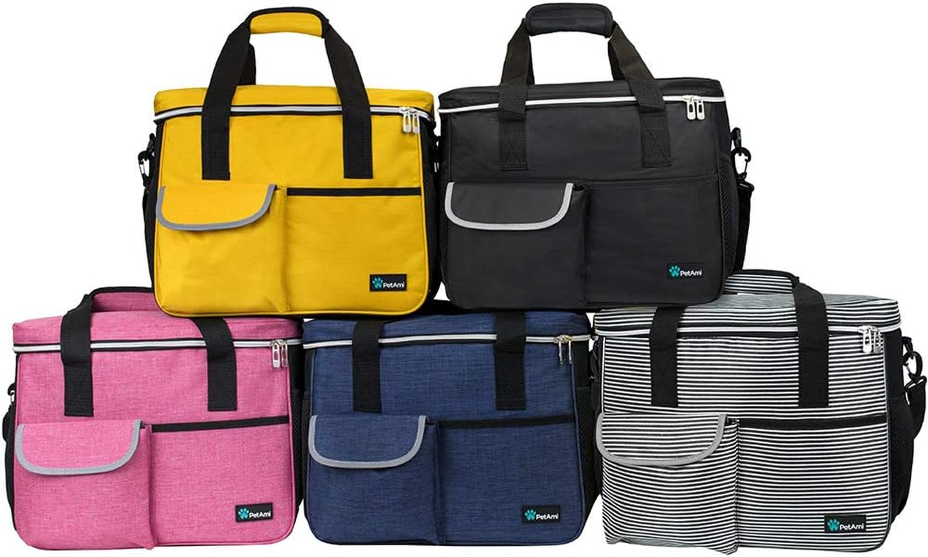 Pet Travel Organizer Bag with Food Containers and Collapsible Bowls, Medium Size, Black - Ideal for Weekend Road Trips and Camping Essentials